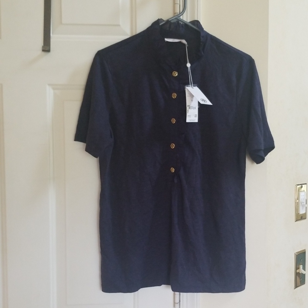 NWT Tory Burch Ruffled Neck Blouse